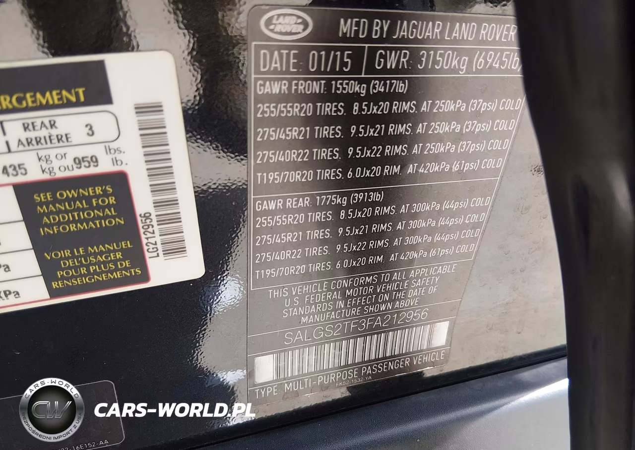 2015 Land Rover Range Rover 5.0L V8 Supercharged VIN:SALGS2TF3FA212956 - 9
