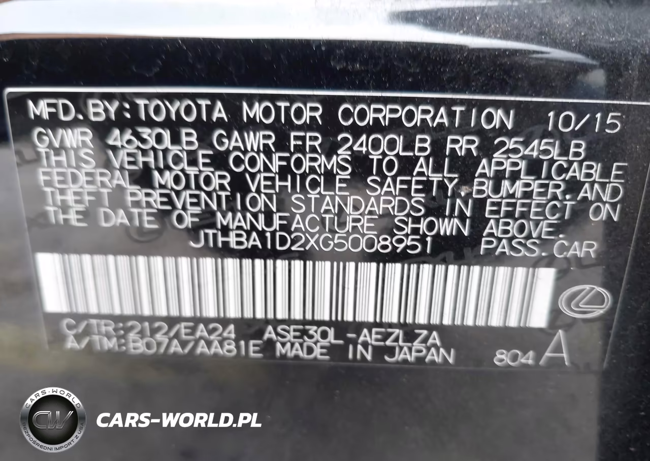 2016 Lexus Is 200T VIN:JTHBA1D2XG5008951 - 9