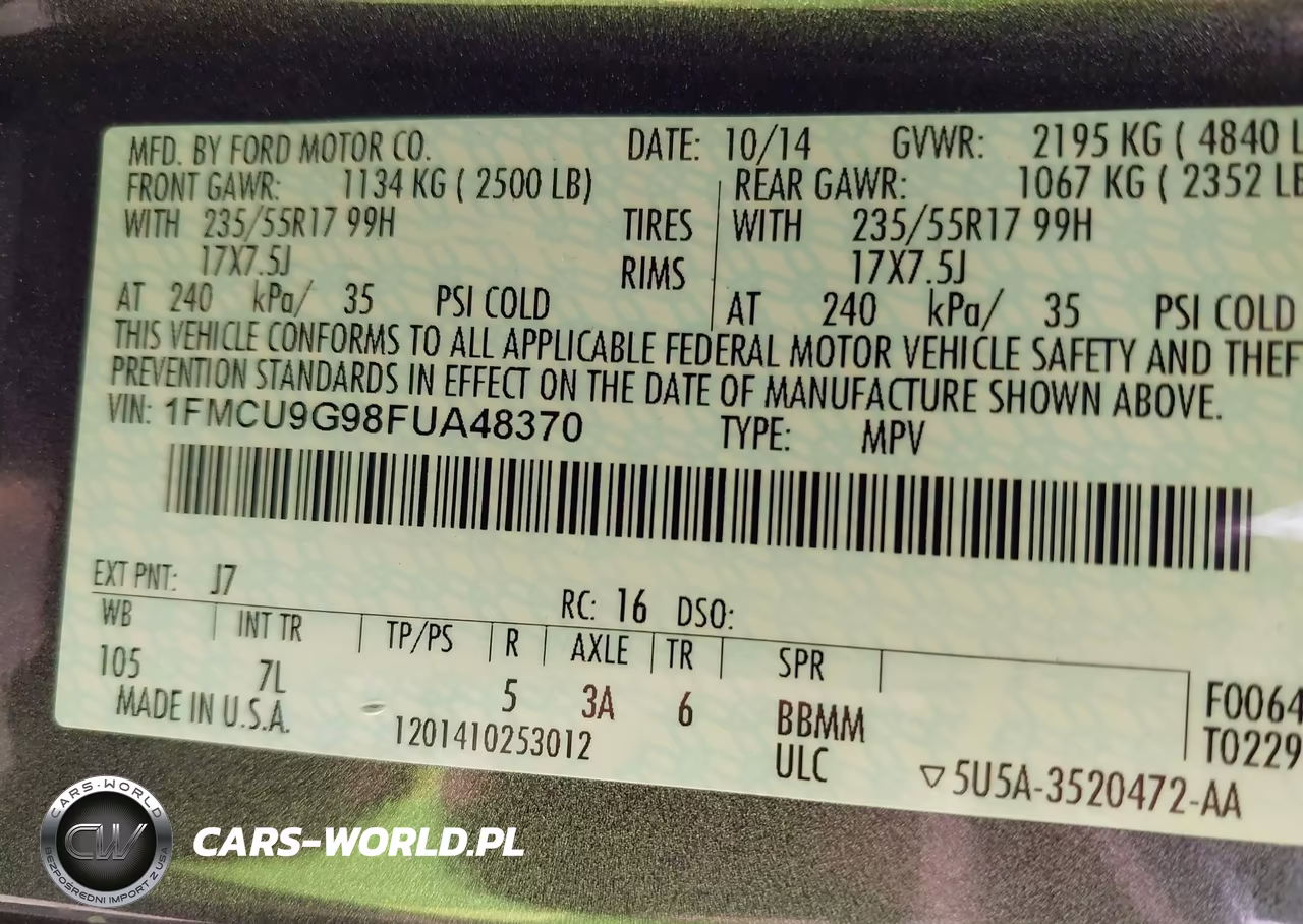 2015 Ford Escape Se VIN:1FMCU9G98FUA48370 - 9