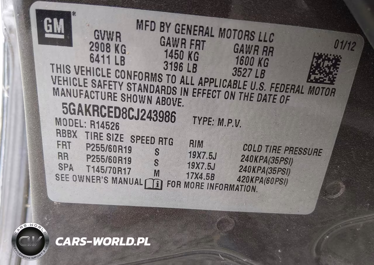 2012 Buick Enclave Leather VIN:5GAKRCED8CJ243986 - 9
