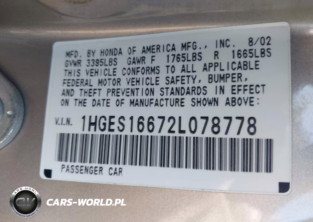 2002 HONDA CIVIC LX VIN:1HGES16672L078778 - 9