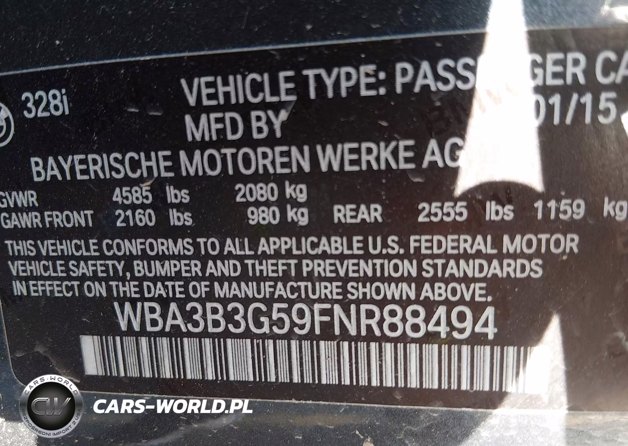 2015 BMW 328I xDrive VIN:WBA3B3G59FNR88494 - 9