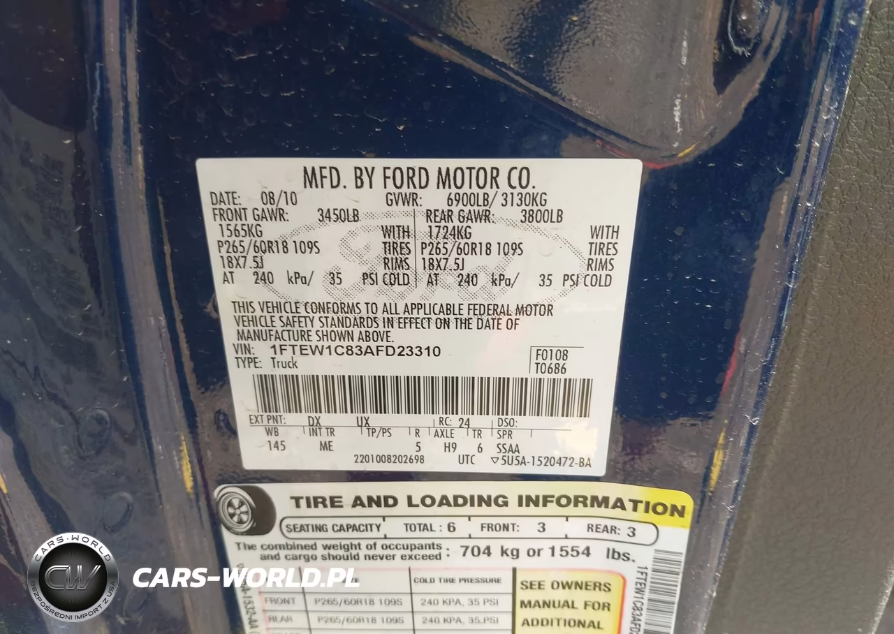 2010 Ford F-150 Xlt VIN:1FTEW1C83AFD23310 - 9