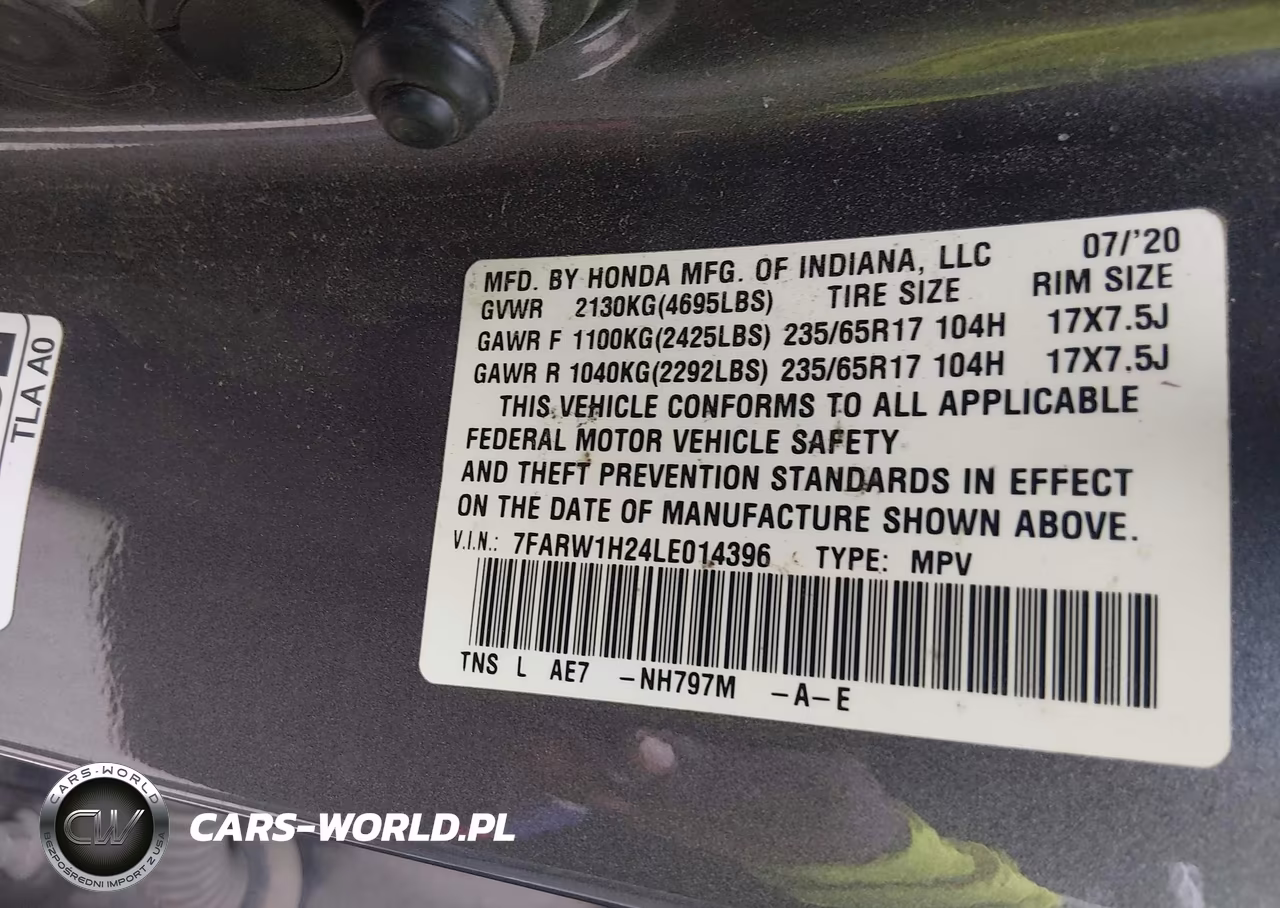2020 Honda Cr-V 2Wd Lx VIN:7FARW1H24LE014396 - 9