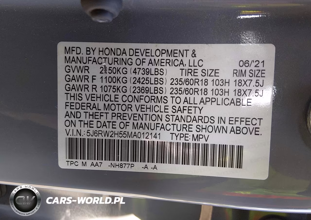 2021 Honda Cr-V Awd Ex VIN:5J6RW2H55MA012141 - 9