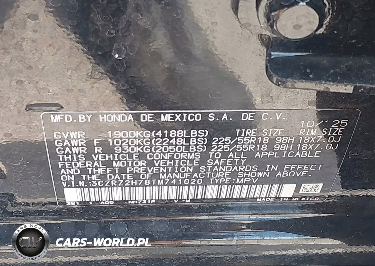 2026 Honda Hr-V Awd Ex-L VIN:3CZRZ2H78TM741020 - 9