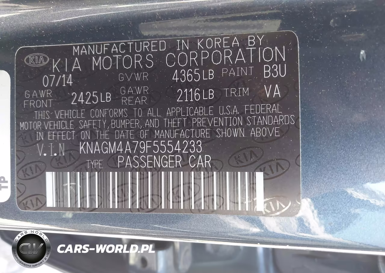 2015 Kia Optima Lx VIN:KNAGM4A79F5554233 - 9