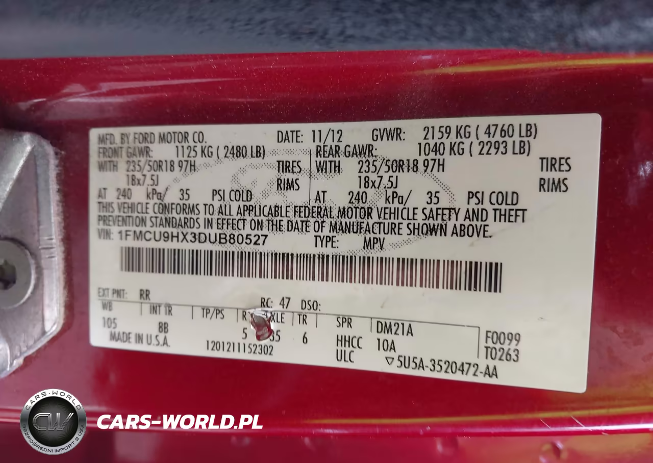 2013 Ford Escape Sel VIN:1FMCU9HX3DUB80527 - 9