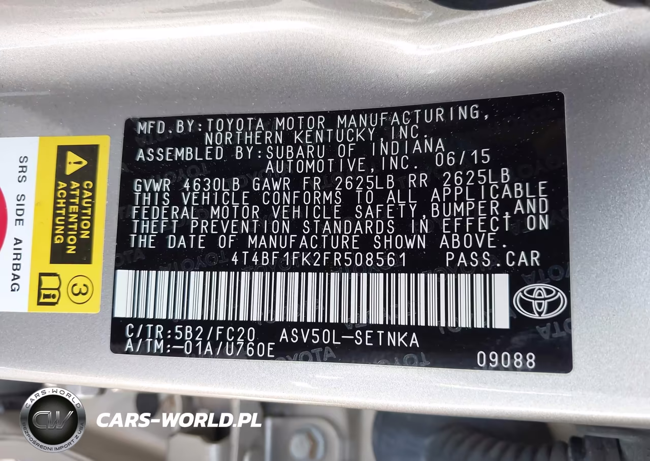 2015 Toyota Camry Le VIN:4T4BF1FK2FR508561 - 9