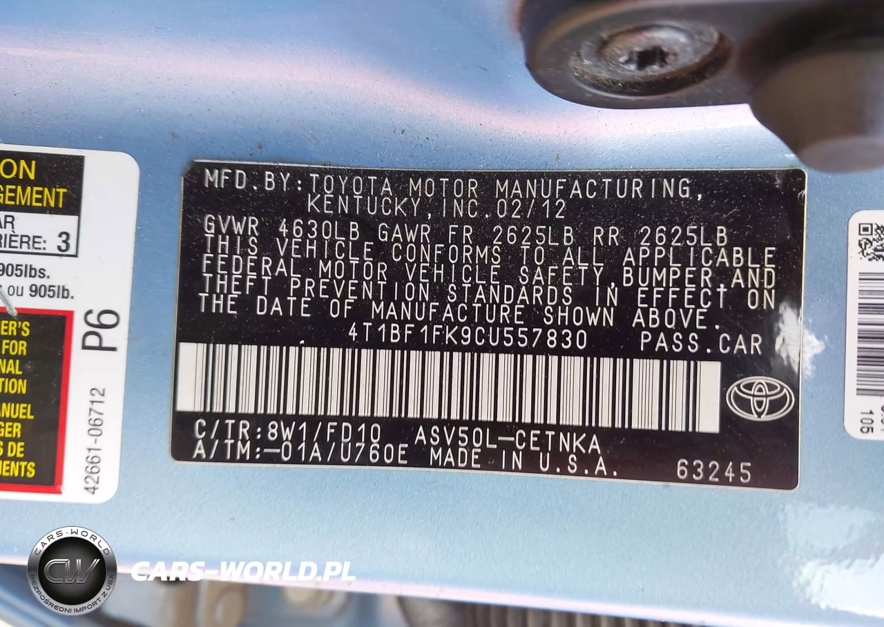 2012 Toyota Camry Le VIN:4T1BF1FK9CU557830 - 9