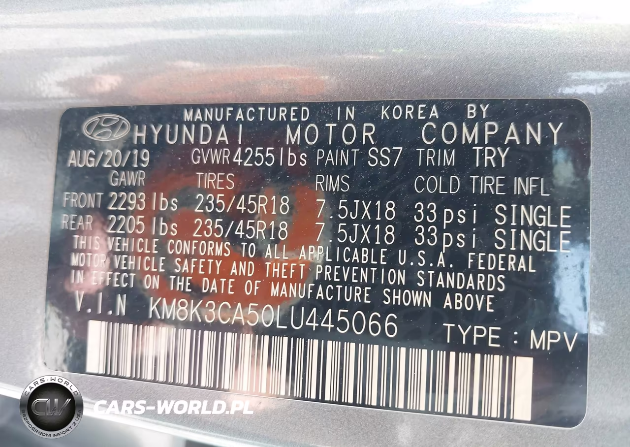 2020 Hyundai Kona Limited VIN:KM8K3CA50LU445066 - 9