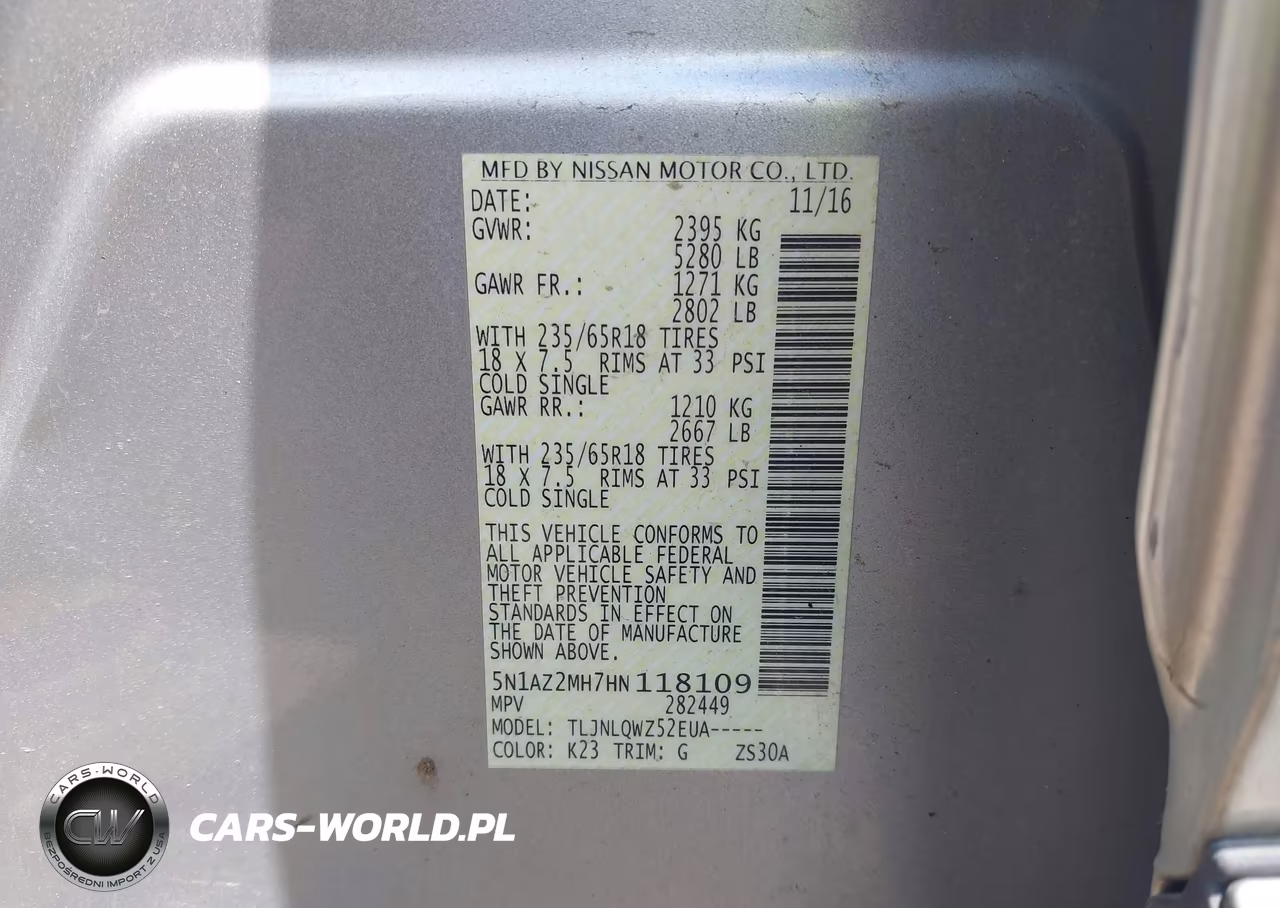 2017 Nissan Murano Sv VIN:5N1AZ2MH7HN118109 - 9