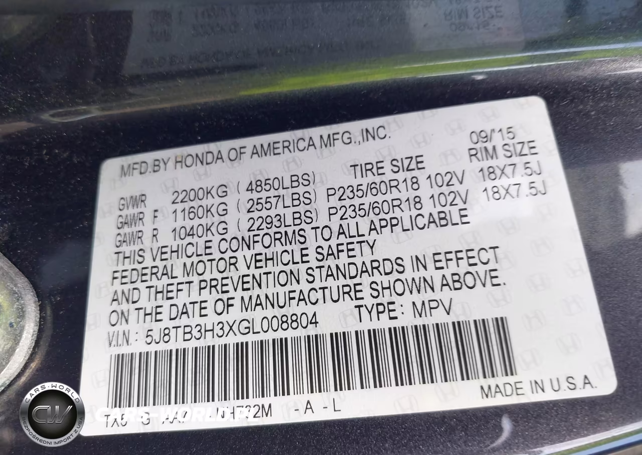 2016 Acura Rdx Acurawatch Plus Pkg VIN:5J8TB3H3XGL008804 - 9