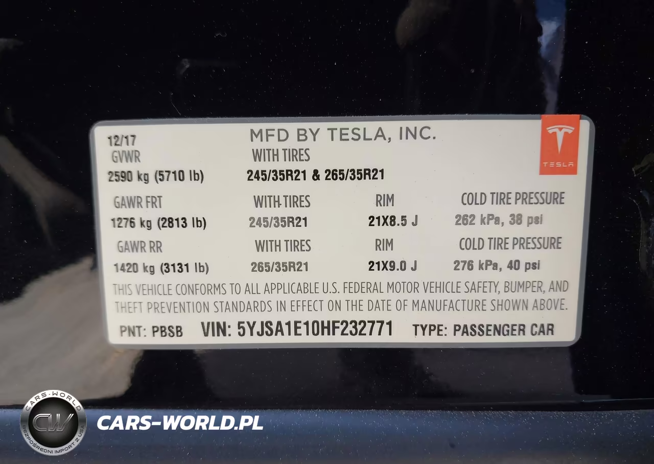 2017 Tesla Model S 60-75 VIN:5YJSA1E10HF232771 - 9