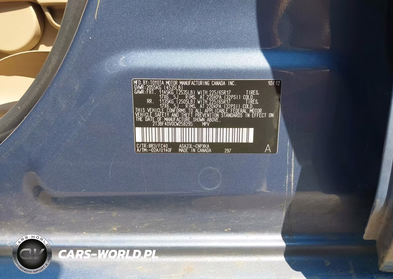 2012 Toyota Rav4 VIN:2T3BF4DV0CW258295 - 9