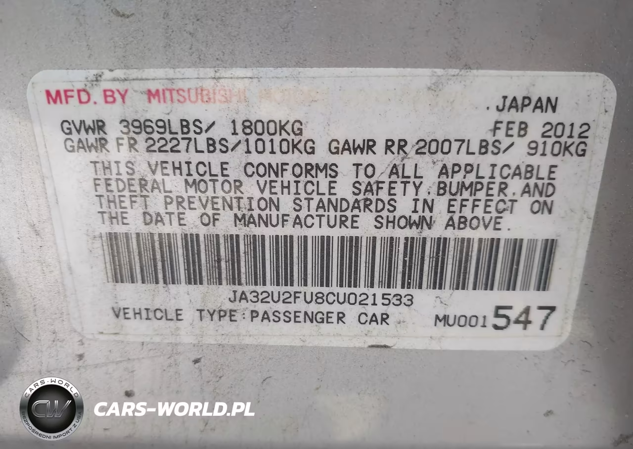 2012 Mitsubishi Lancer Es VIN:JA32U2FU8CU021533 - 9
