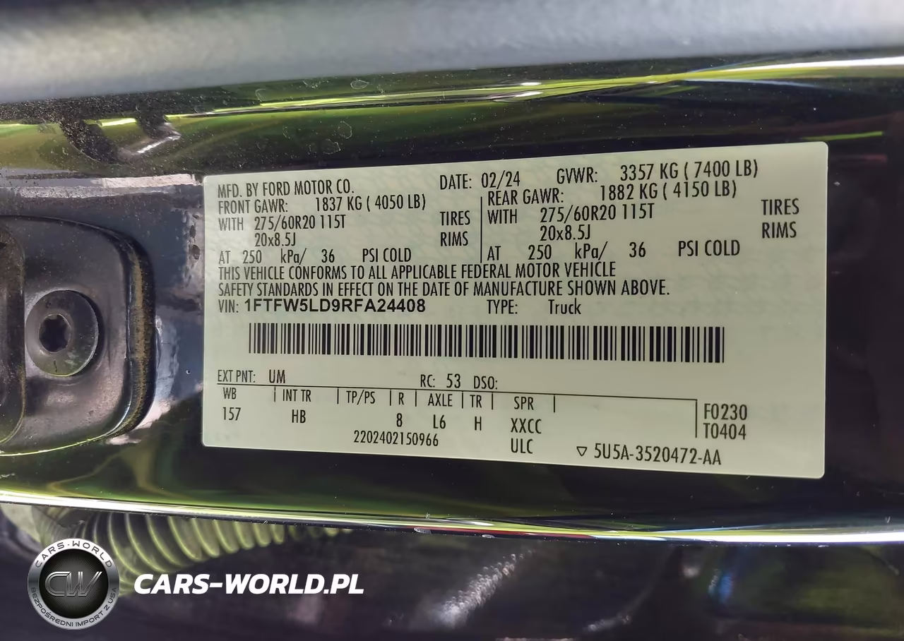 2024 Ford F-150 Lariat VIN:1FTFW5LD9RFA24408 - 9