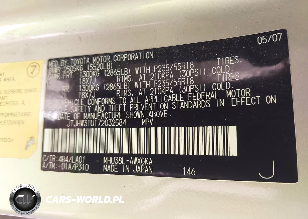 2007 Lexus Rx 400H VIN:JTJHW31U172032584 - 9