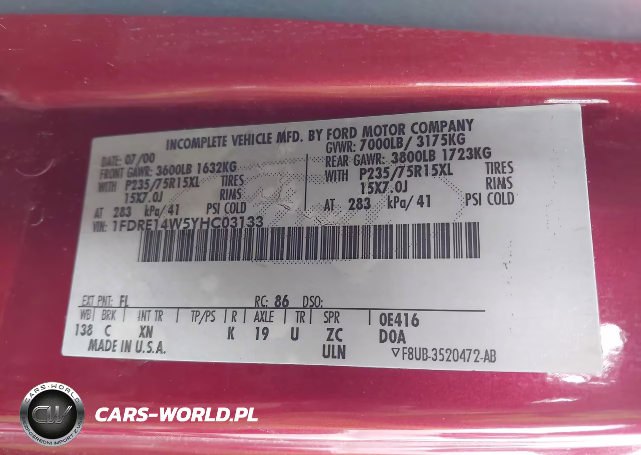2000 Ford E-150 Recreational VIN:1FDRE14W5YHC03133 - 9