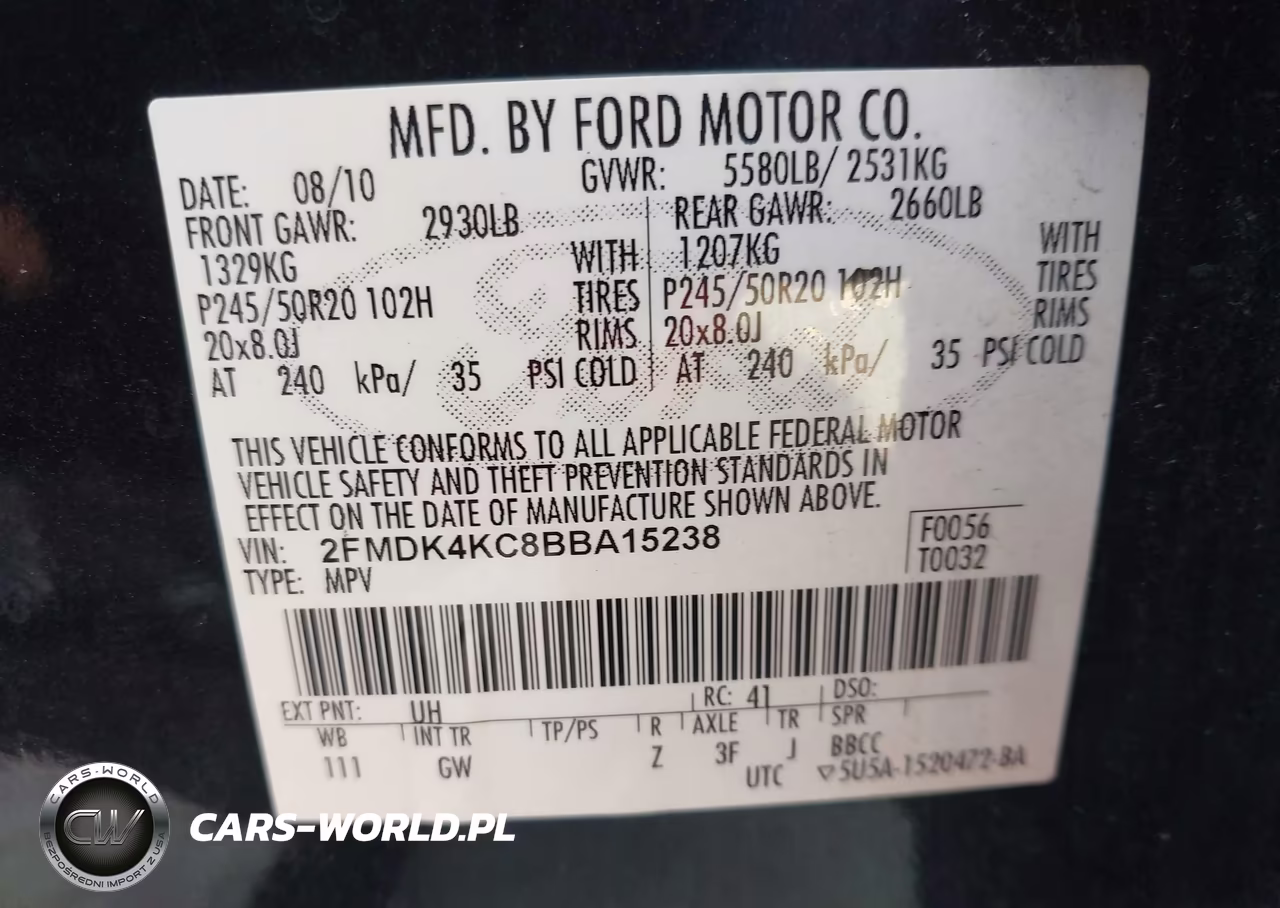 2011 Ford Edge Limited VIN:2FMDK4KC8BBA15238 - 9