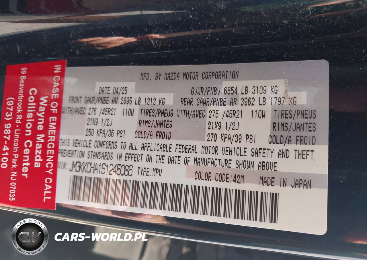 2025 Mazda Cx-90 Phev Premium Sport VIN:JM3KKCHA1S1245086 - 9