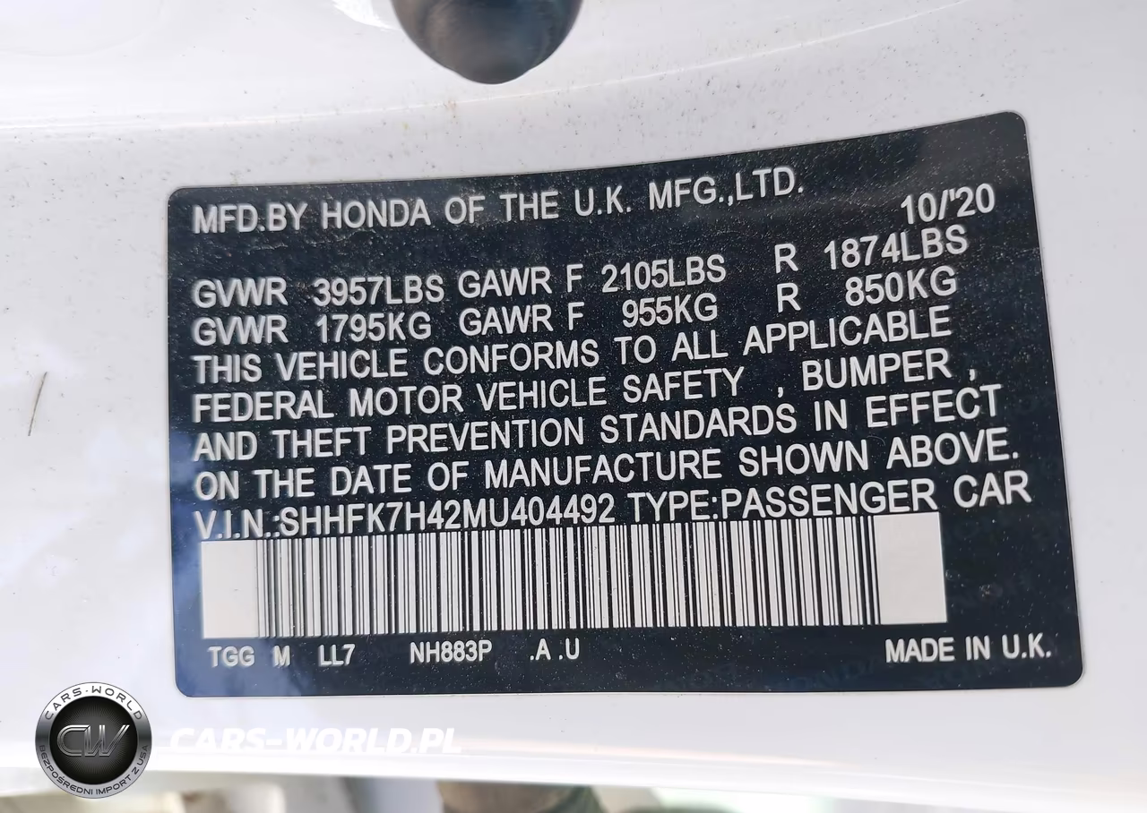 2021 Honda Civic Sport VIN:SHHFK7H42MU404492 - 9