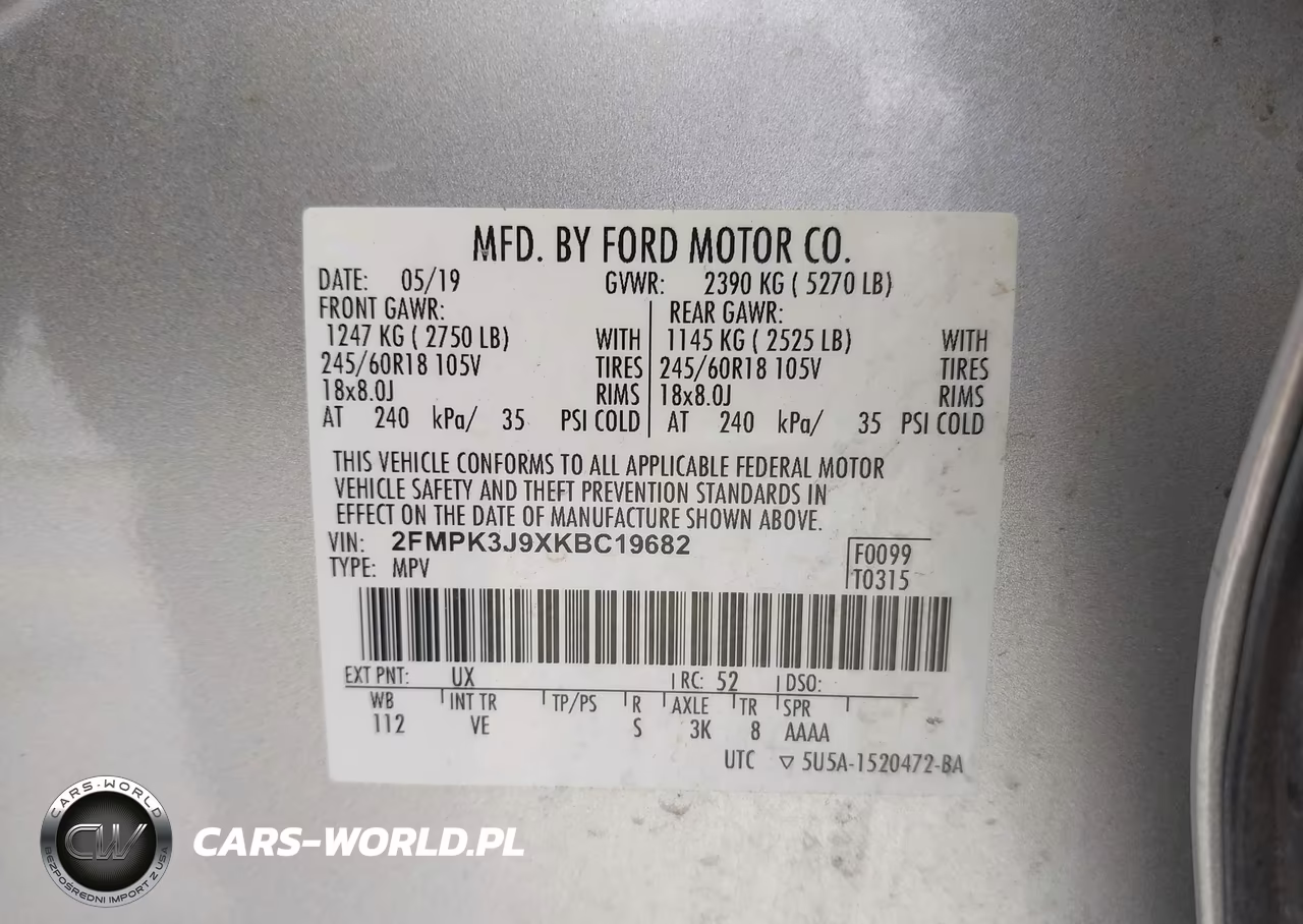 2019 Ford Edge Sel VIN:2FMPK3J9XKBC19682 - 9