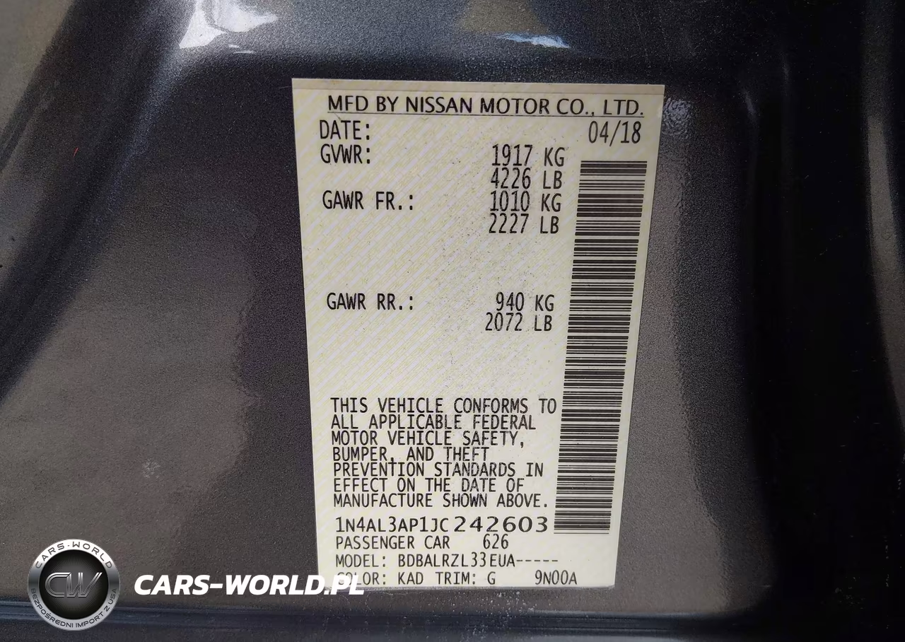 2018 Nissan Altima 2.5 Sl VIN:1N4AL3AP1JC242603 - 9