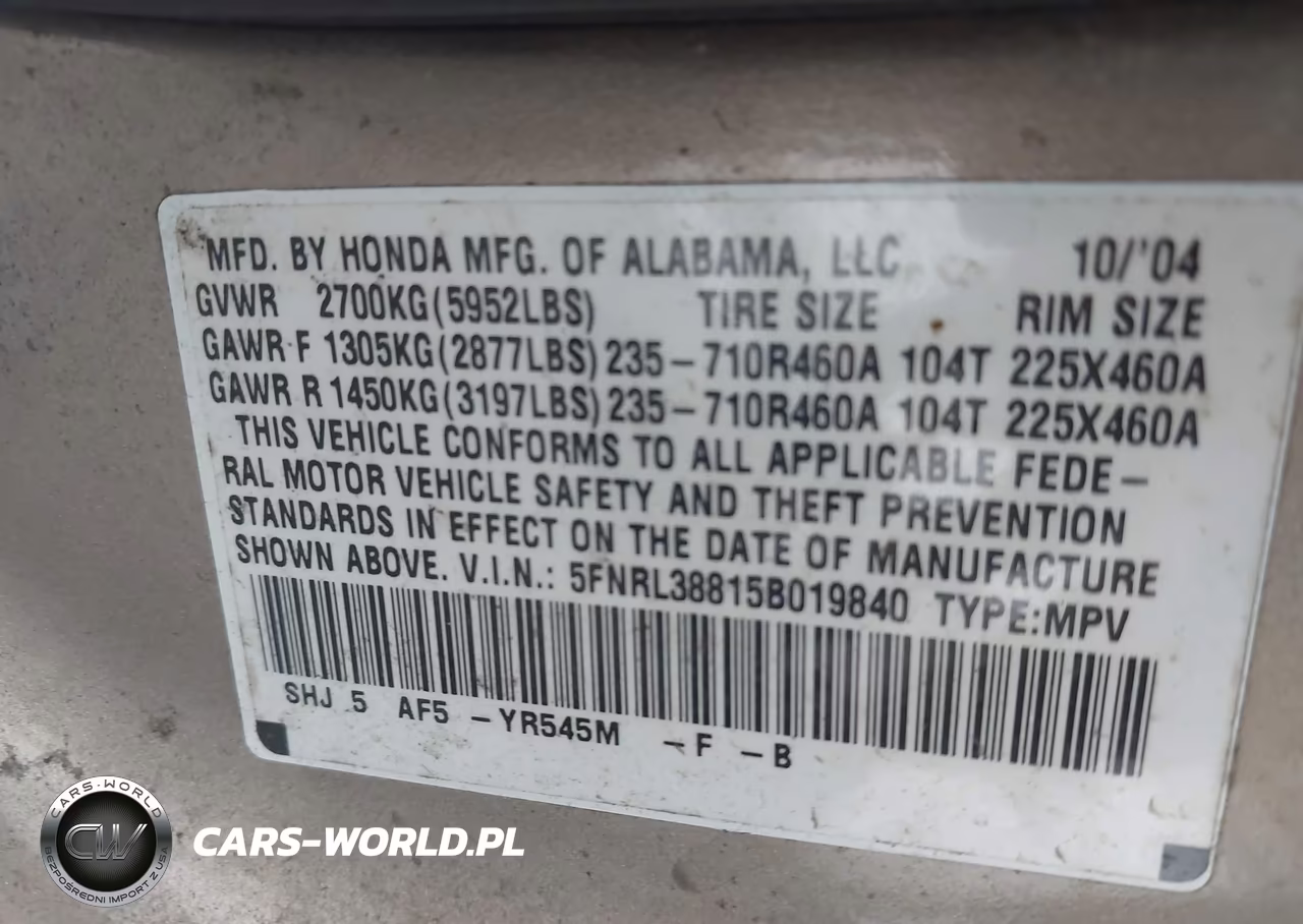 2005 Honda Odyssey Touring VIN:5FNRL38815B019840 - 9
