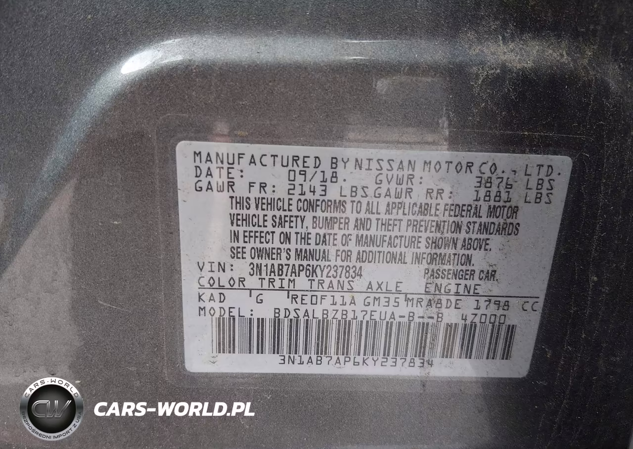 2019 Nissan Sentra S VIN:3N1AB7AP6KY237834 - 9