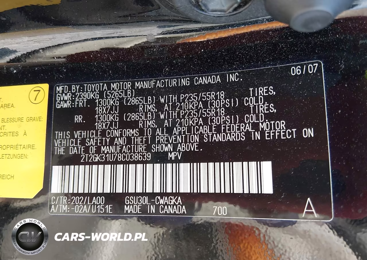 2008 Lexus Rx 350 VIN:2T2GK31U78C038639 - 9
