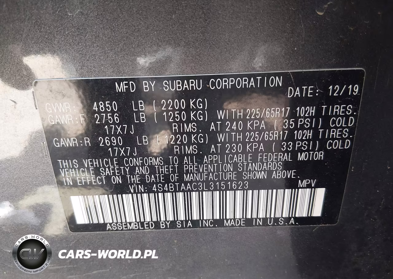 2020 Subaru Outback VIN:4S4BTAAC3L3151623 - 9