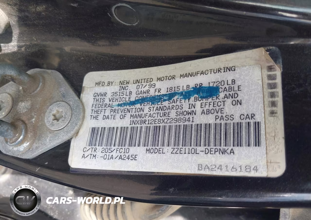 1999 Toyota Corolla Le VIN:1NXBR12E8XZ298941 - 9