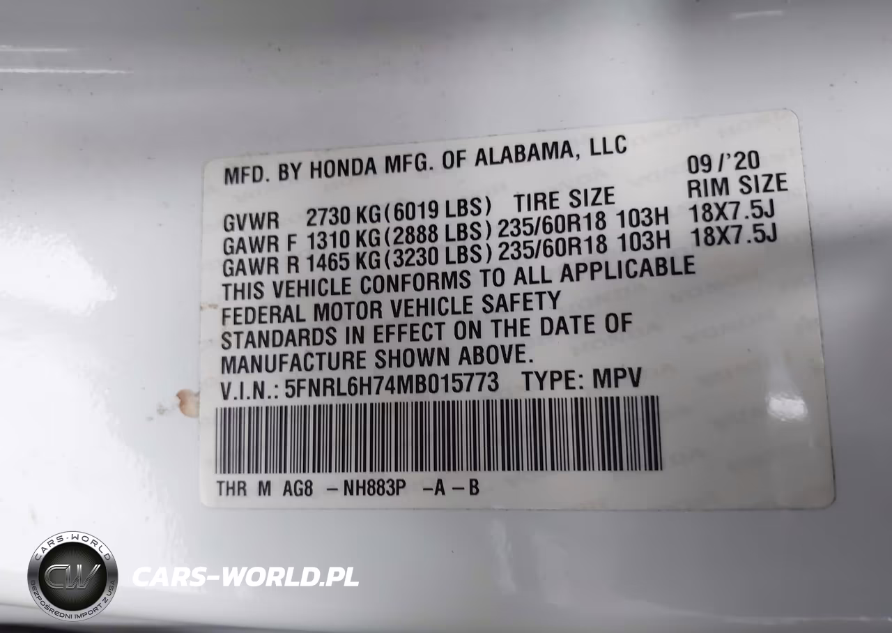 2021 Honda Odyssey Ex-L VIN:5FNRL6H74MB015773 - 9