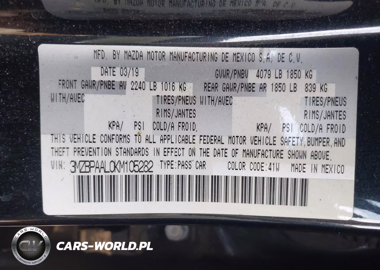 2019 Mazda Mazda3 Select Package VIN:3MZBPAAL0KM105282 - 9