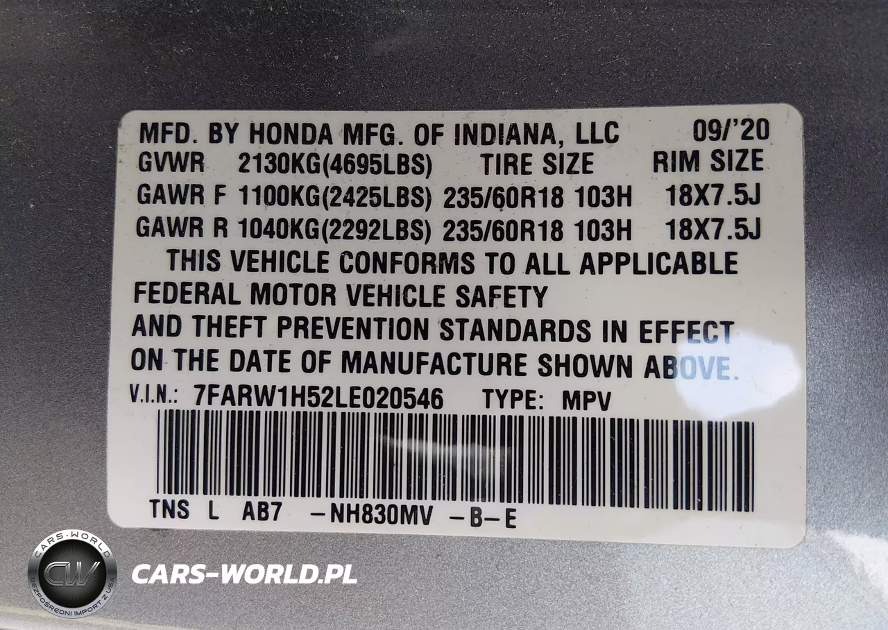 2020 Honda Cr-V 2Wd Ex VIN:7FARW1H52LE020546 - 9