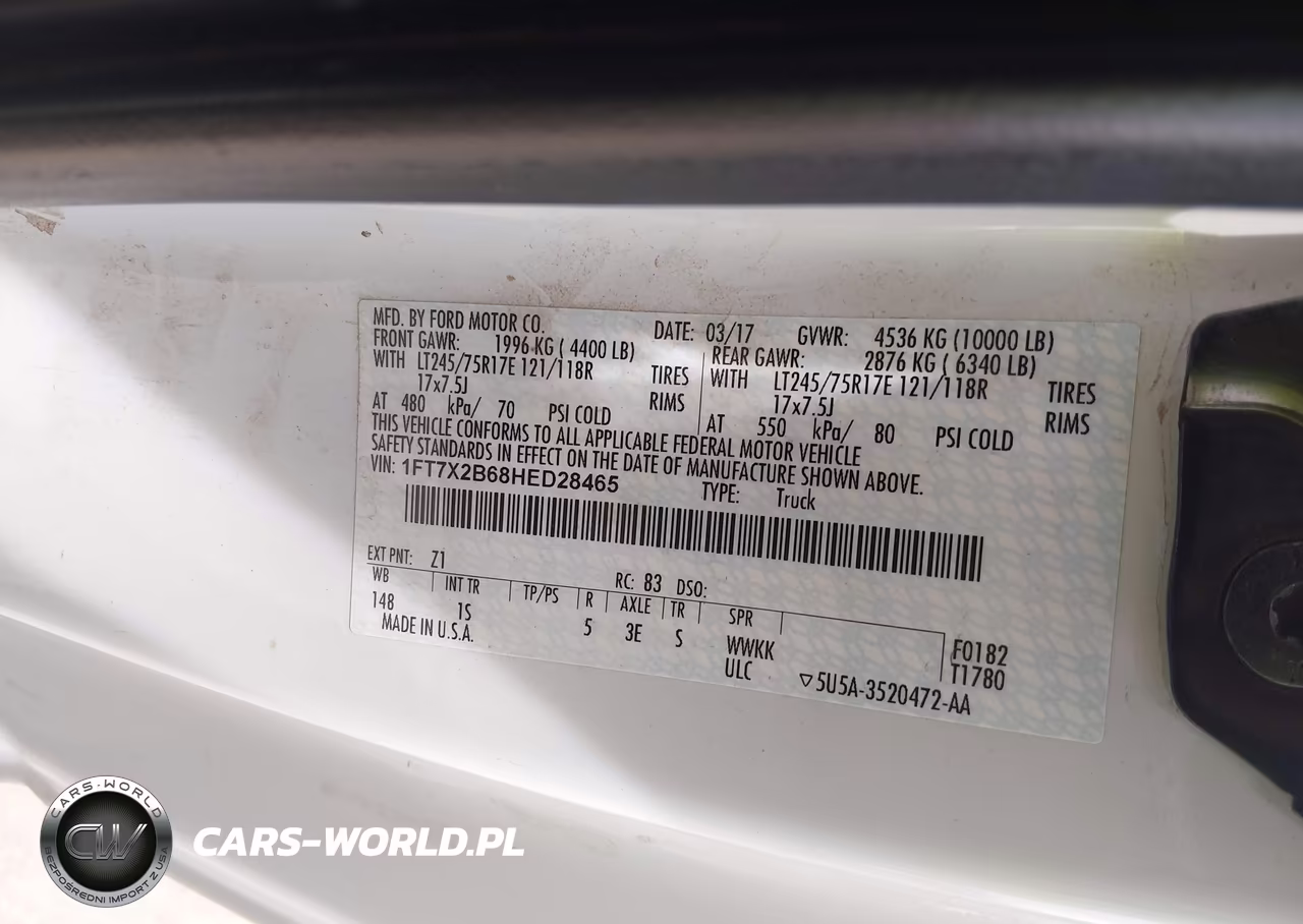 2017 Ford F-250 Xl VIN:1FT7X2B68HED28465 - 9