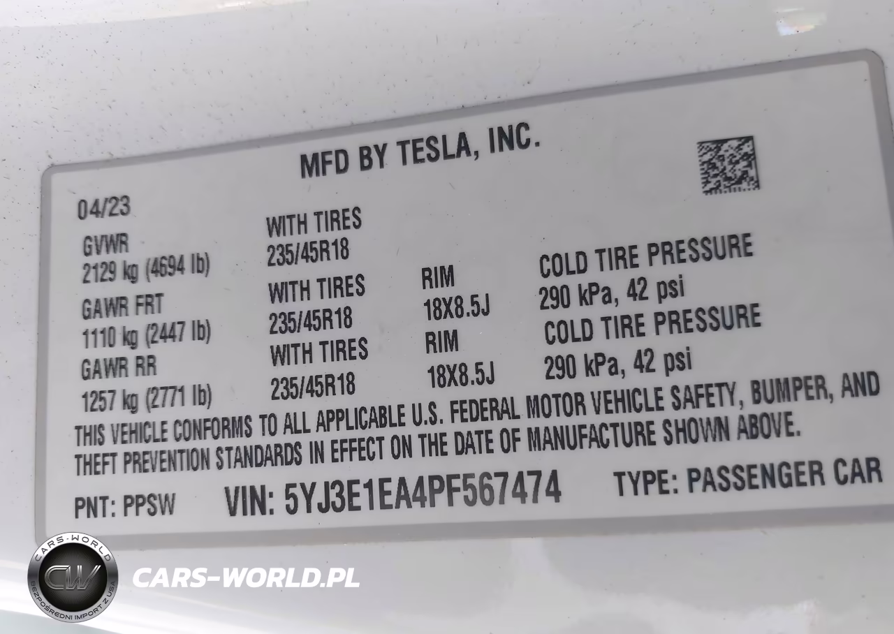 2023 Tesla Model 3 Rear-Wheel Drive VIN:5YJ3E1EA4PF567474 - 9