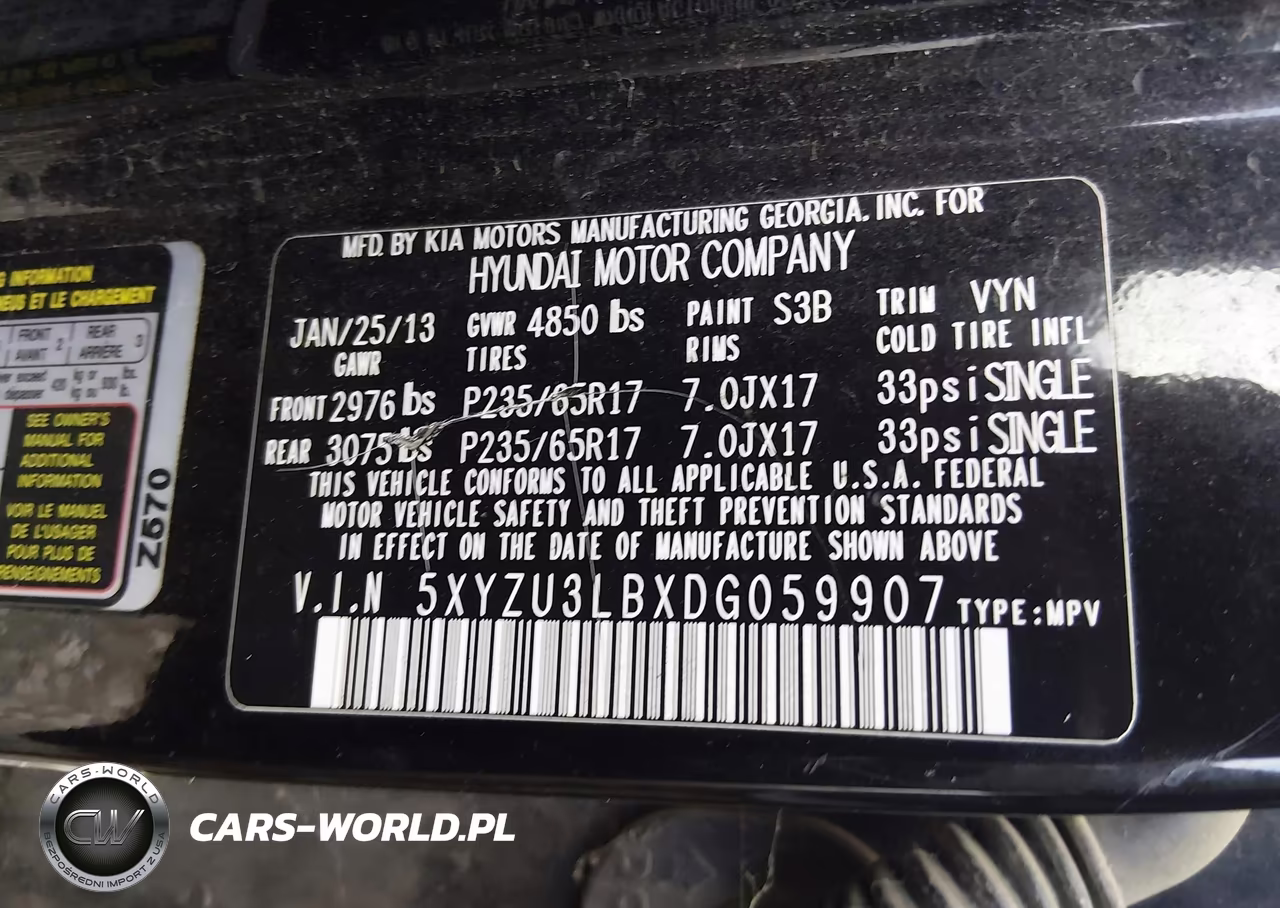 2013 Hyundai Santa Fe Sport VIN:5XYZU3LBXDG059907 - 9
