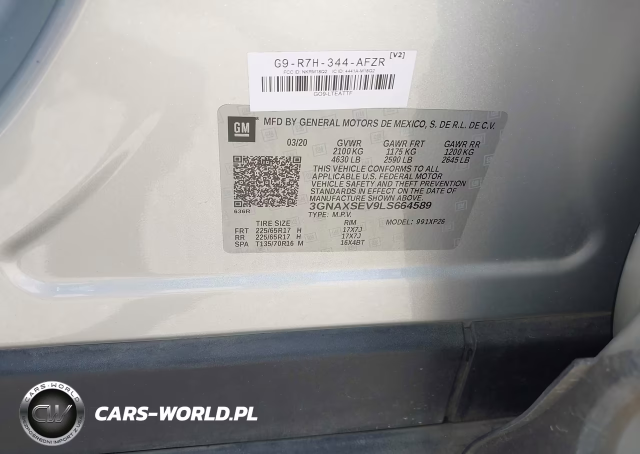 2020 Chevrolet Equinox Awd Ls VIN:3GNAXSEV9LS664589 - 9