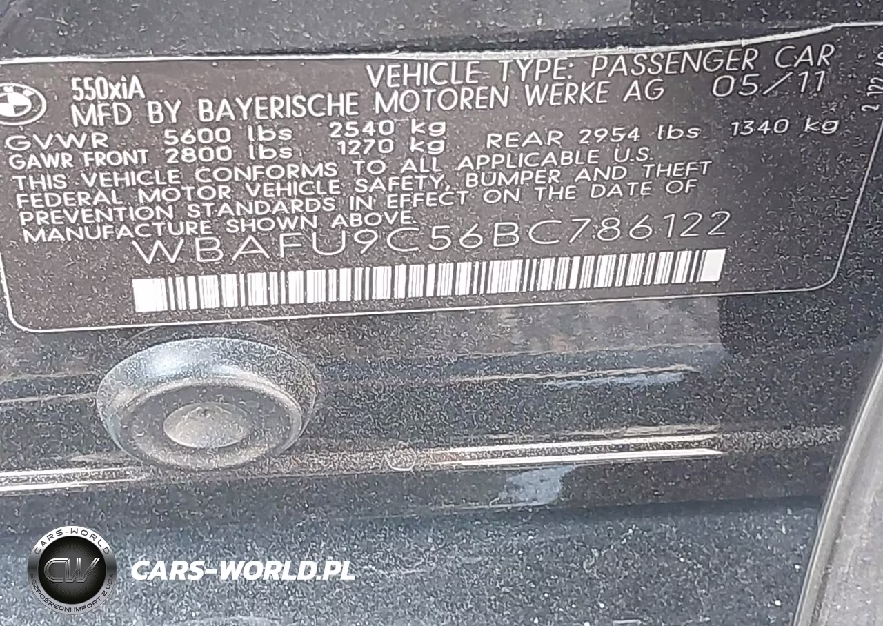2011 BMW 550I xDrive VIN:WBAFU9C56BC786122 - 9