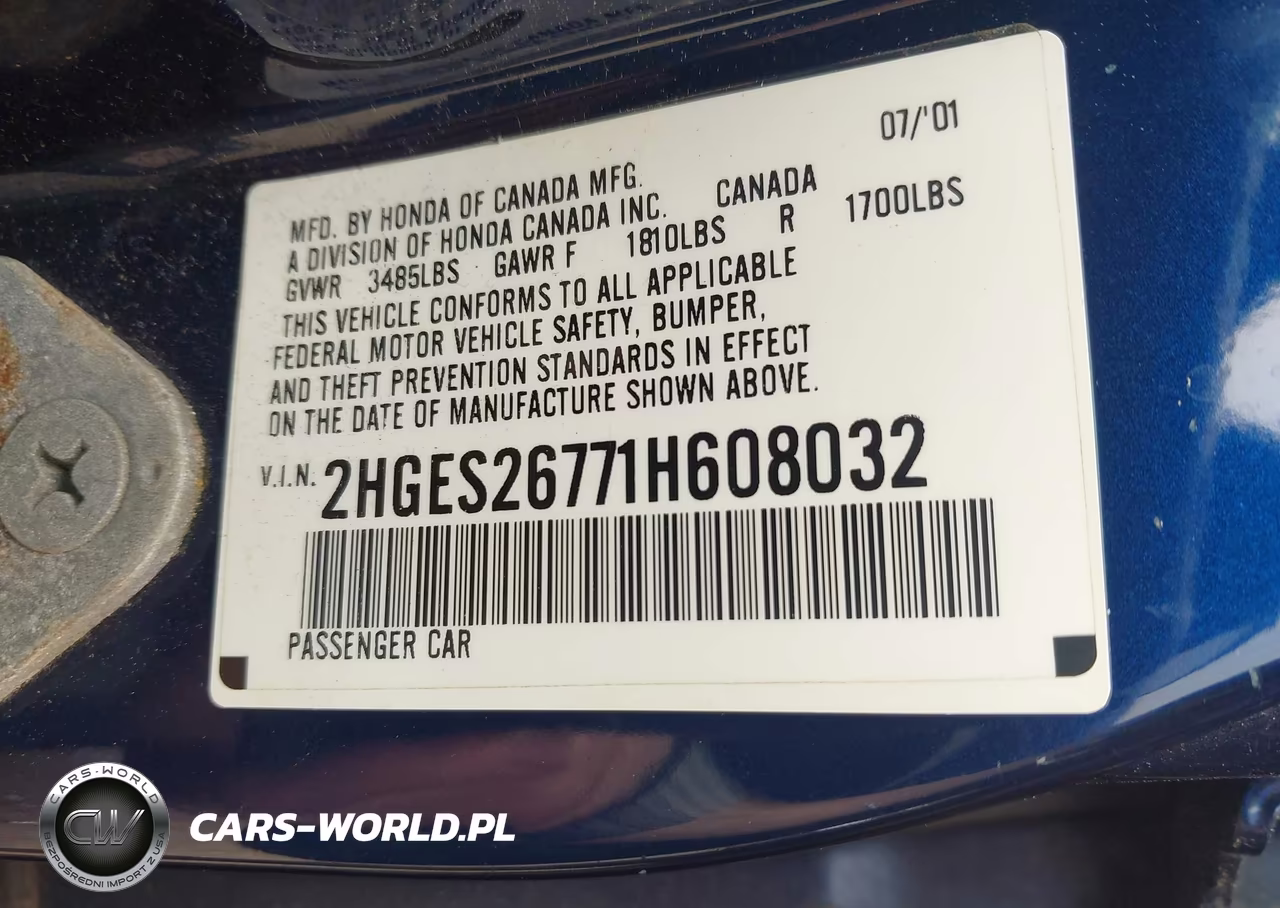 2001 Honda Civic Ex VIN:2HGES26771H608032 - 9