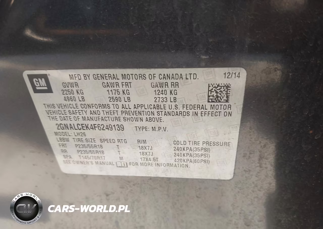 2015 Chevrolet Equinox Lt VIN:2GNALCEK4F6249139 - 9