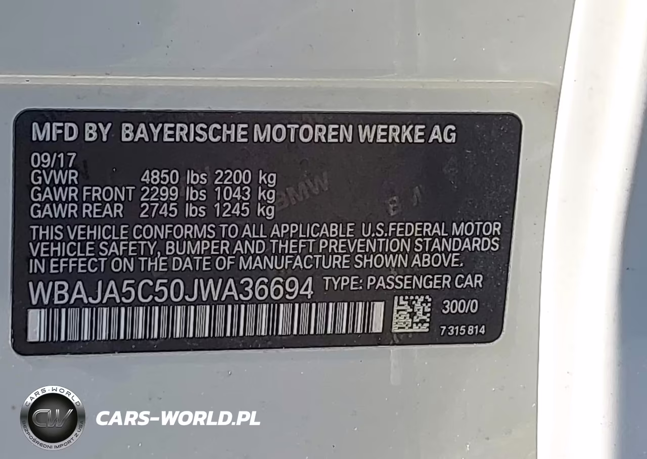 2018 BMW 530I VIN:WBAJA5C50JWA36694 - 9