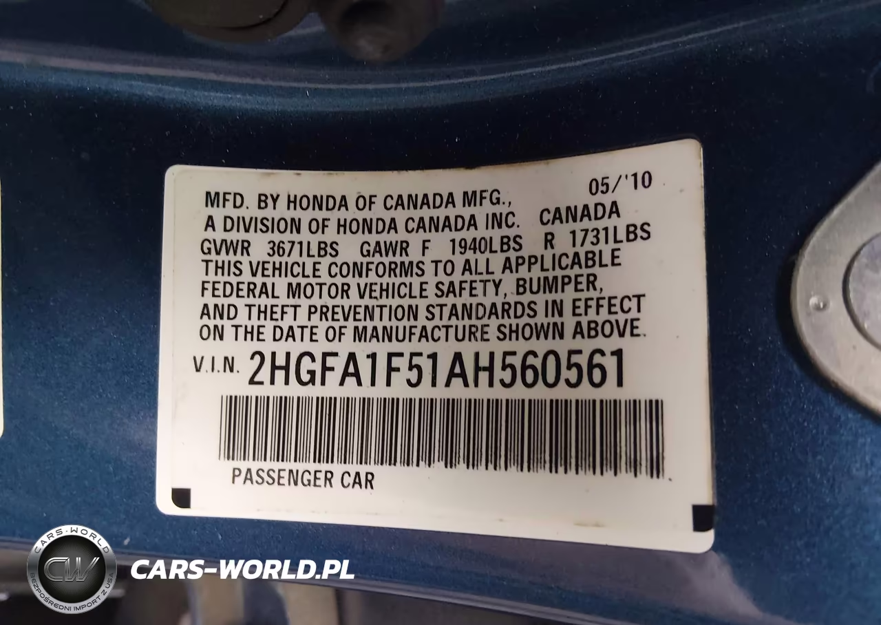 2010 Honda Civic Lx VIN:2HGFA1F51AH560561 - 9
