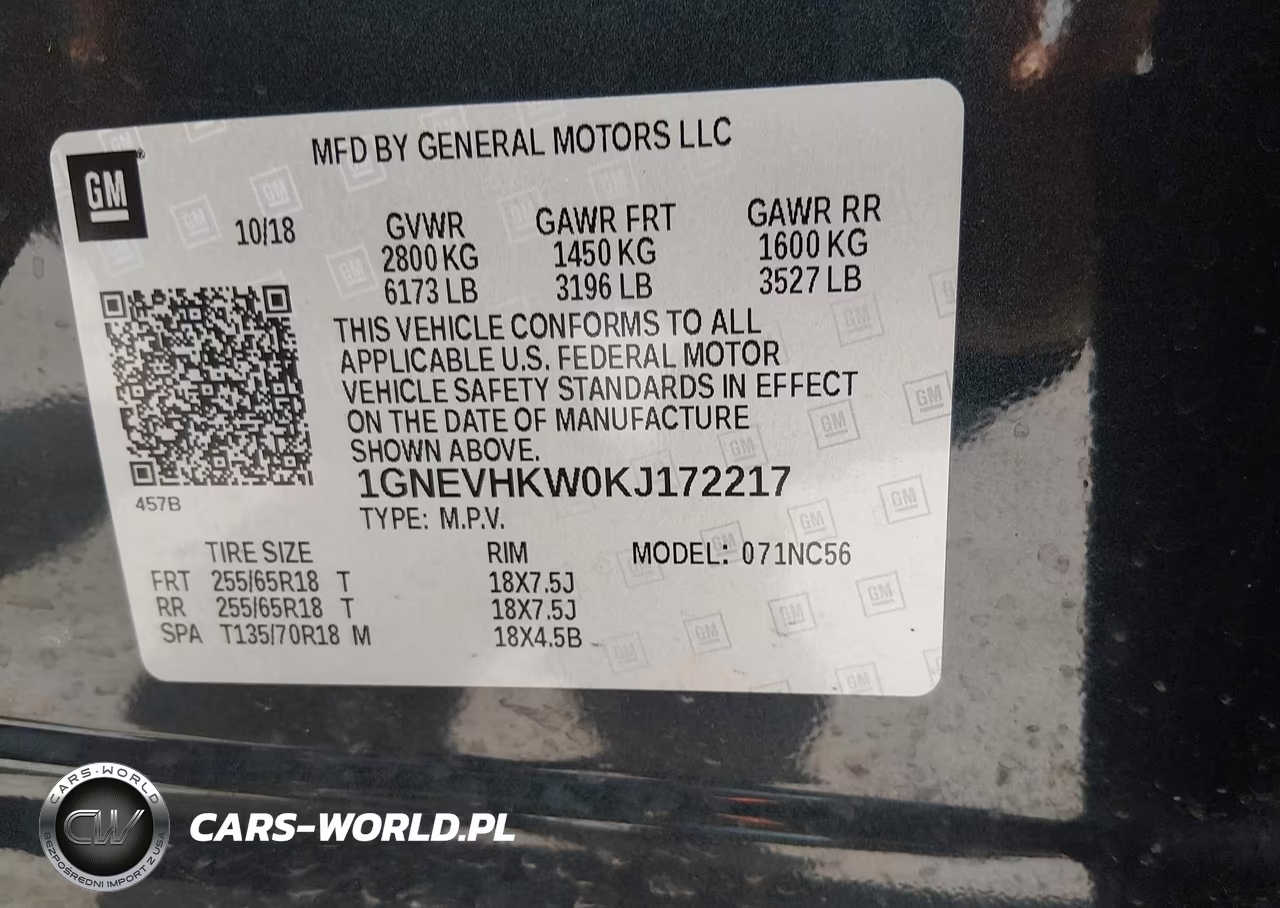 2019 Chevrolet Traverse 3Lt VIN:1GNEVHKW0KJ172217 - 9