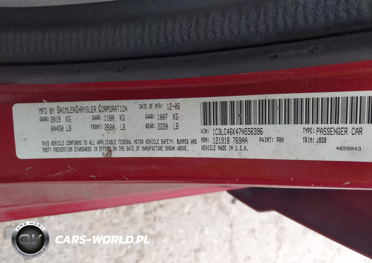 2007 Chrysler Sebring VIN:1C3LC46K47N556396 - 9