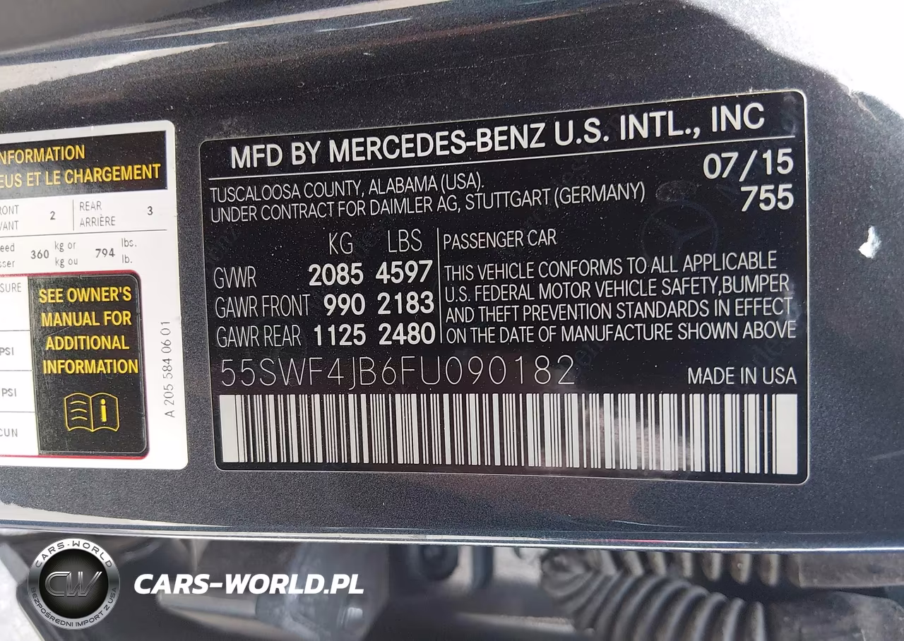 2015 Mercedes-Benz C 300 Sport VIN:55SWF4JB6FU090182 - 9