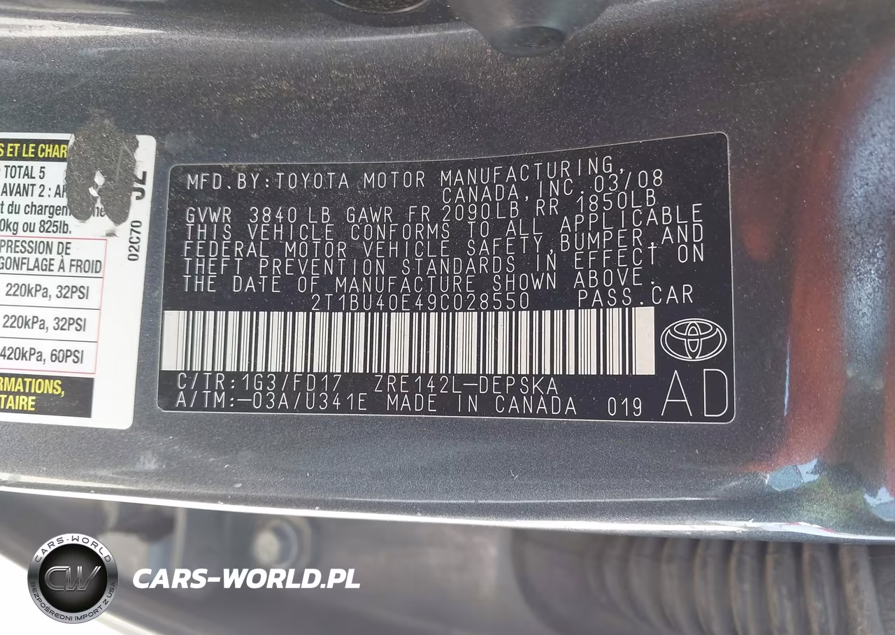 2009 Toyota Corolla S VIN:2T1BU40E49C028550 - 9