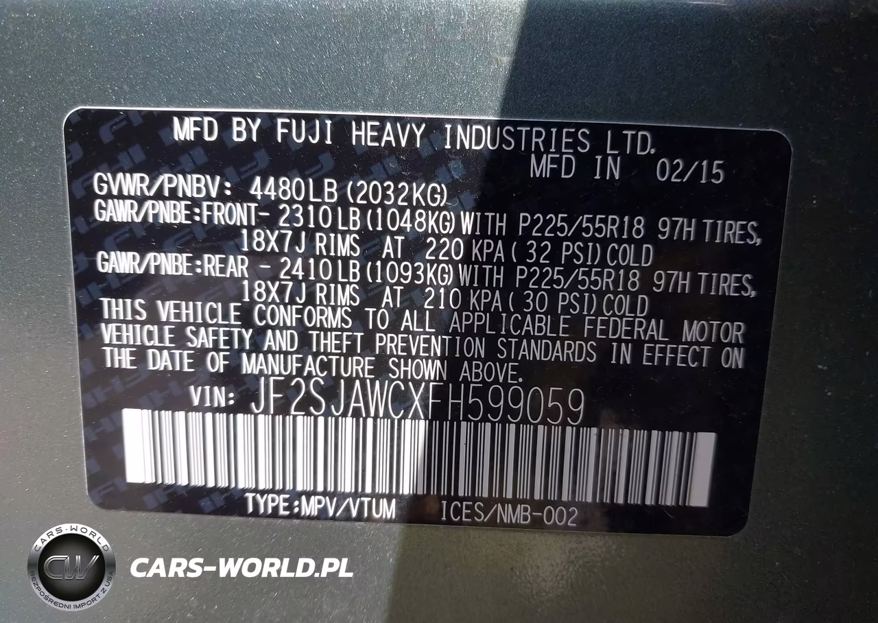 2015 Subaru Forester 2.5I Touring VIN:JF2SJAWCXFH599059 - 9